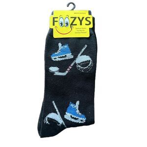 NWT Foozys Hockey Black Crew Length Graphics Novelty Men's Socks One Size